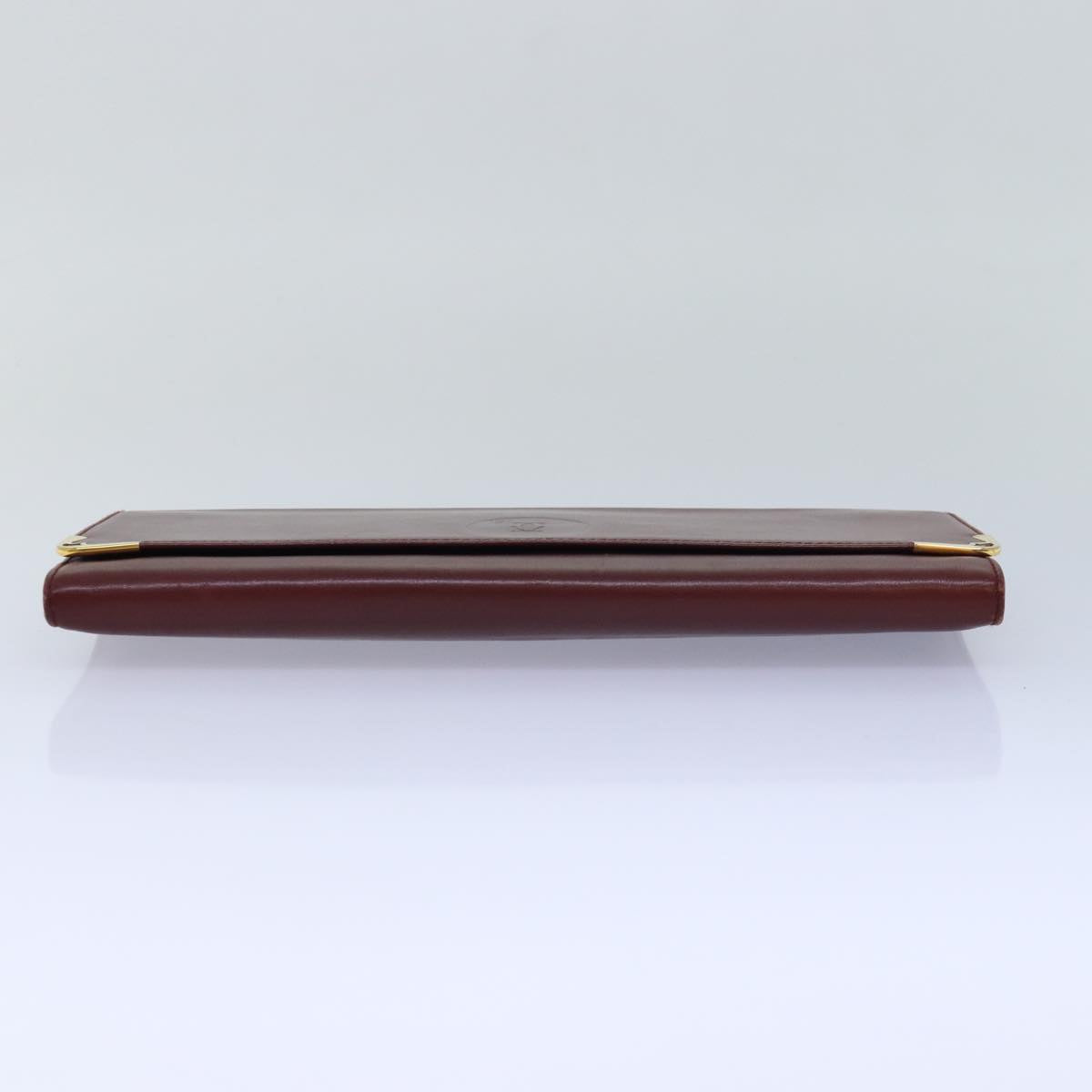 CARTIER Clutch Bag Leather Wine Red Auth bs15788