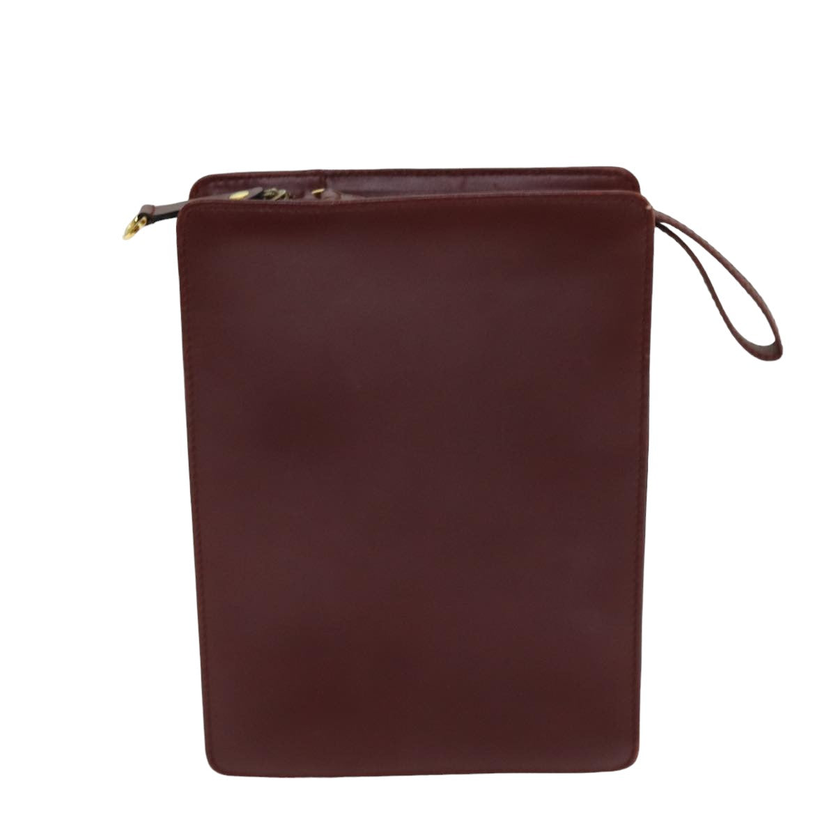 CARTIER Clutch Bag Leather Wine Red Auth bs15789