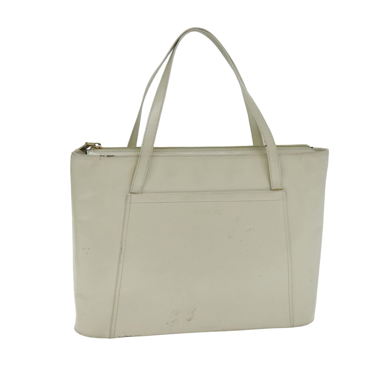 LOEWE Hand Bag Leather Beige Auth bs15888