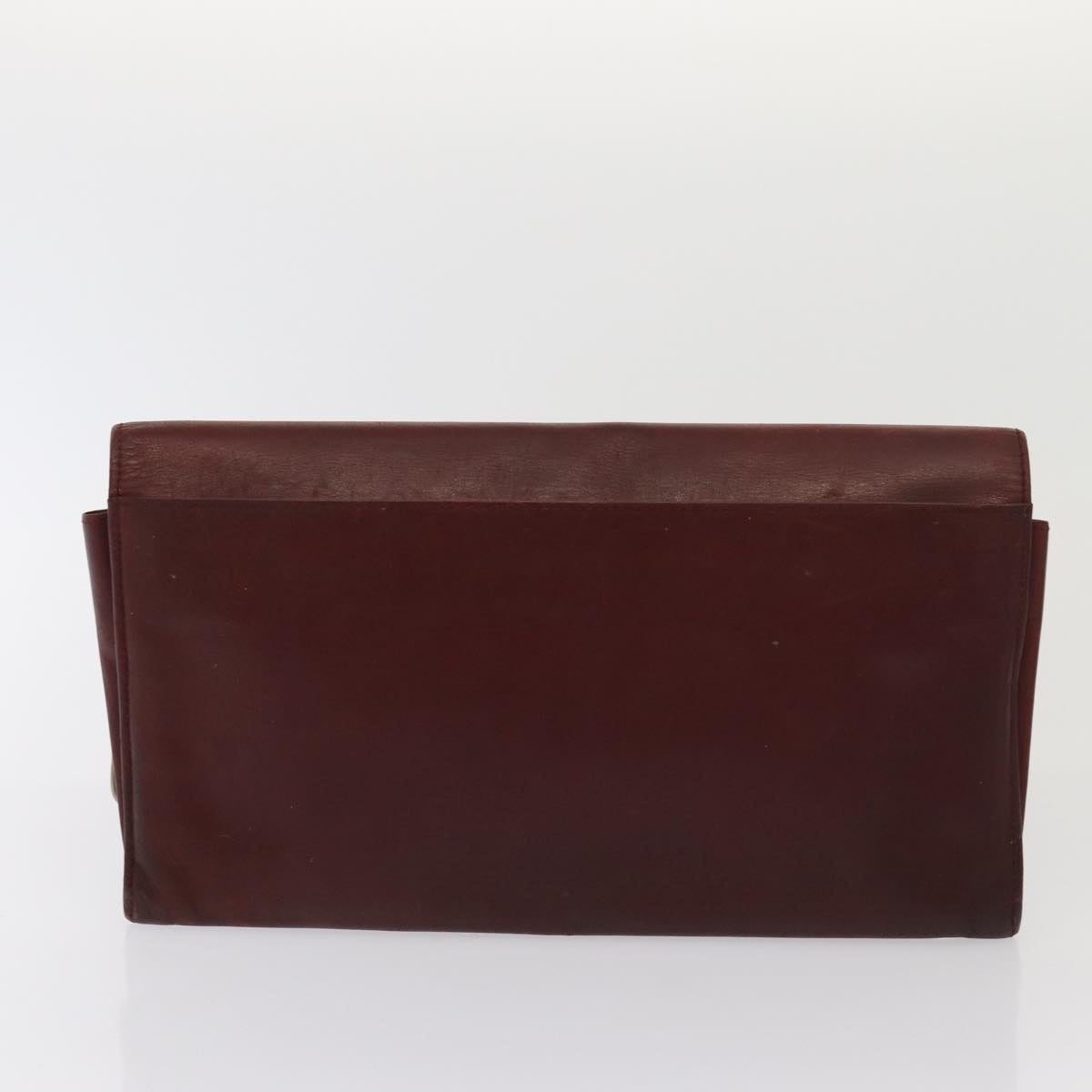 CARTIER Clutch Bag Leather 4Set Wine Red Auth bs15955