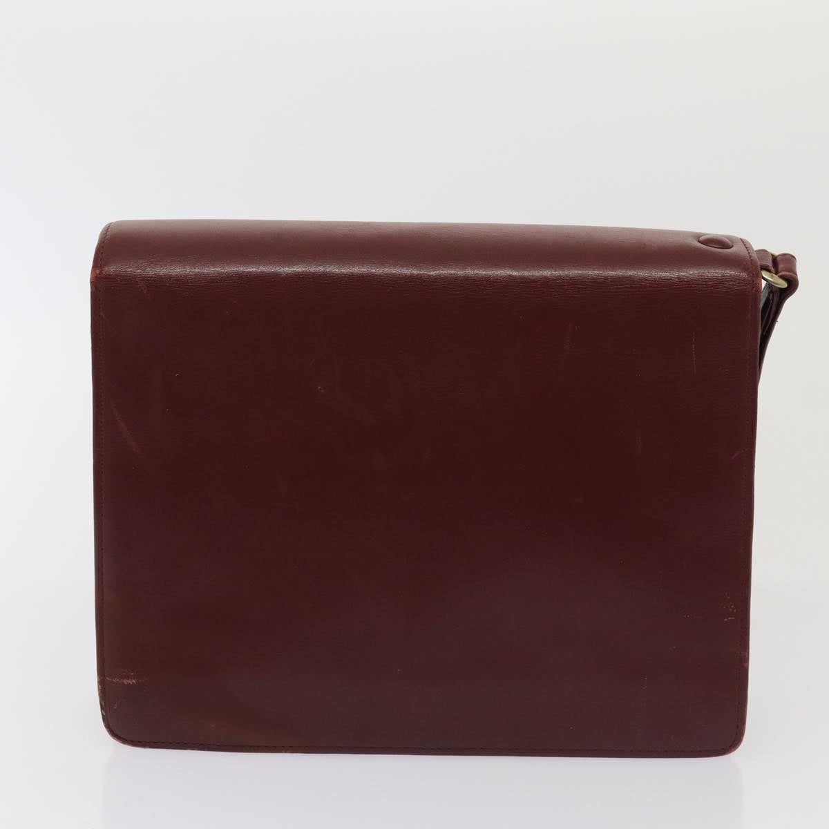 CARTIER Clutch Bag Leather 4Set Wine Red Auth bs15955