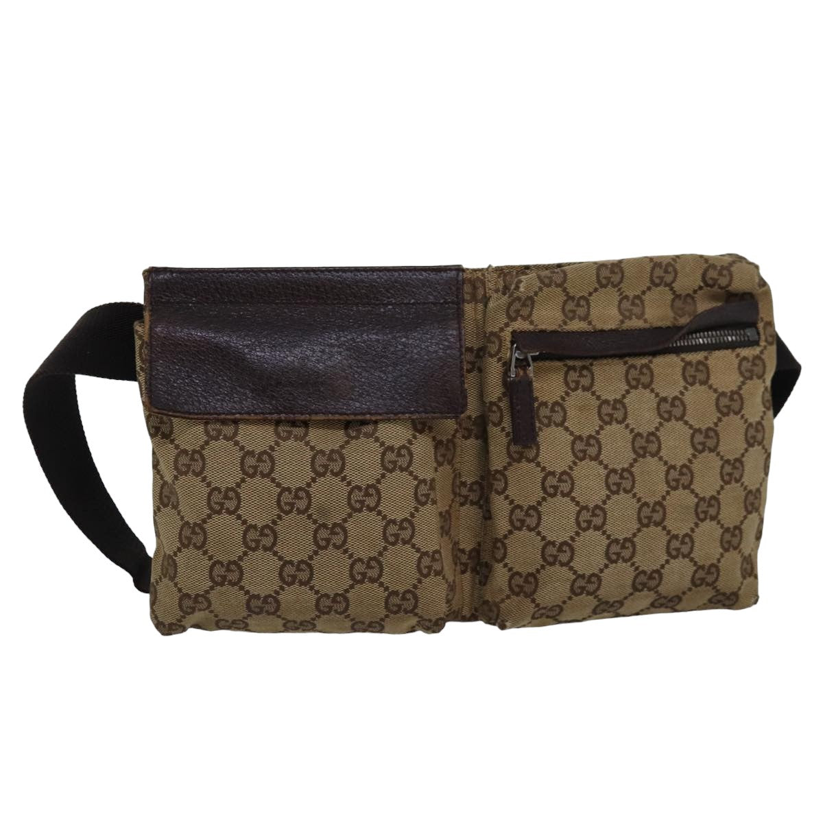 GUCCI GG Canvas Waist bag Beige 28566 Auth bs16083