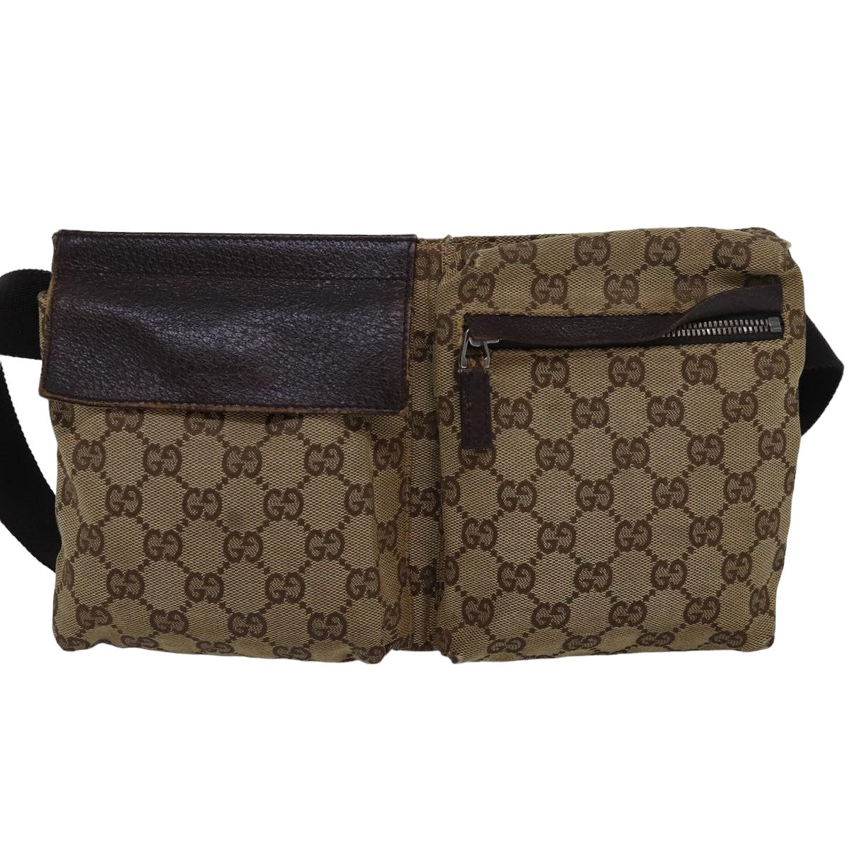 GUCCI GG Canvas Waist bag Beige 28566 Auth bs16083