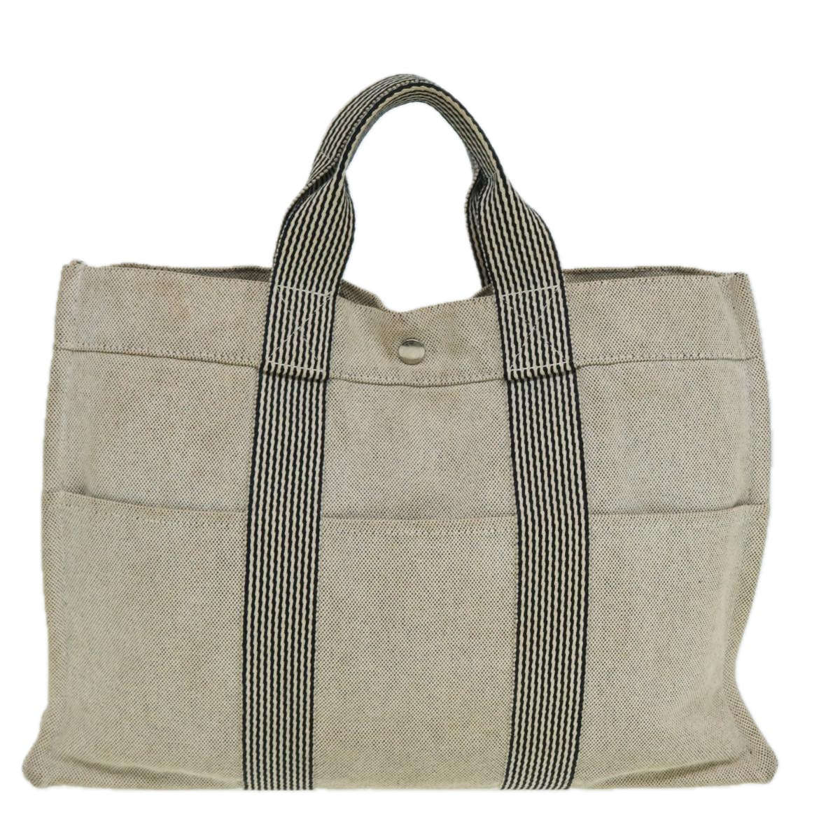 HERMES New Fourre Tout MM Hand Bag Canvas Gray Auth bs16084