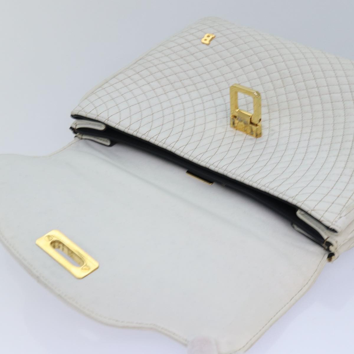 BALLY Hand Bag Leather 2way White Auth bs16118