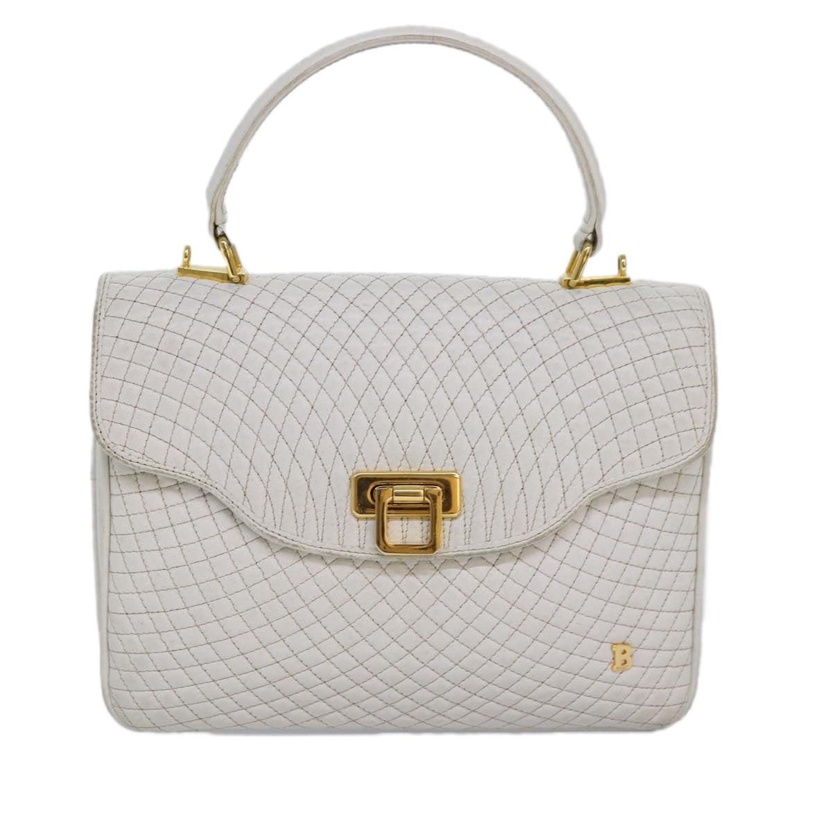 BALLY Hand Bag Leather 2way White Auth bs16118