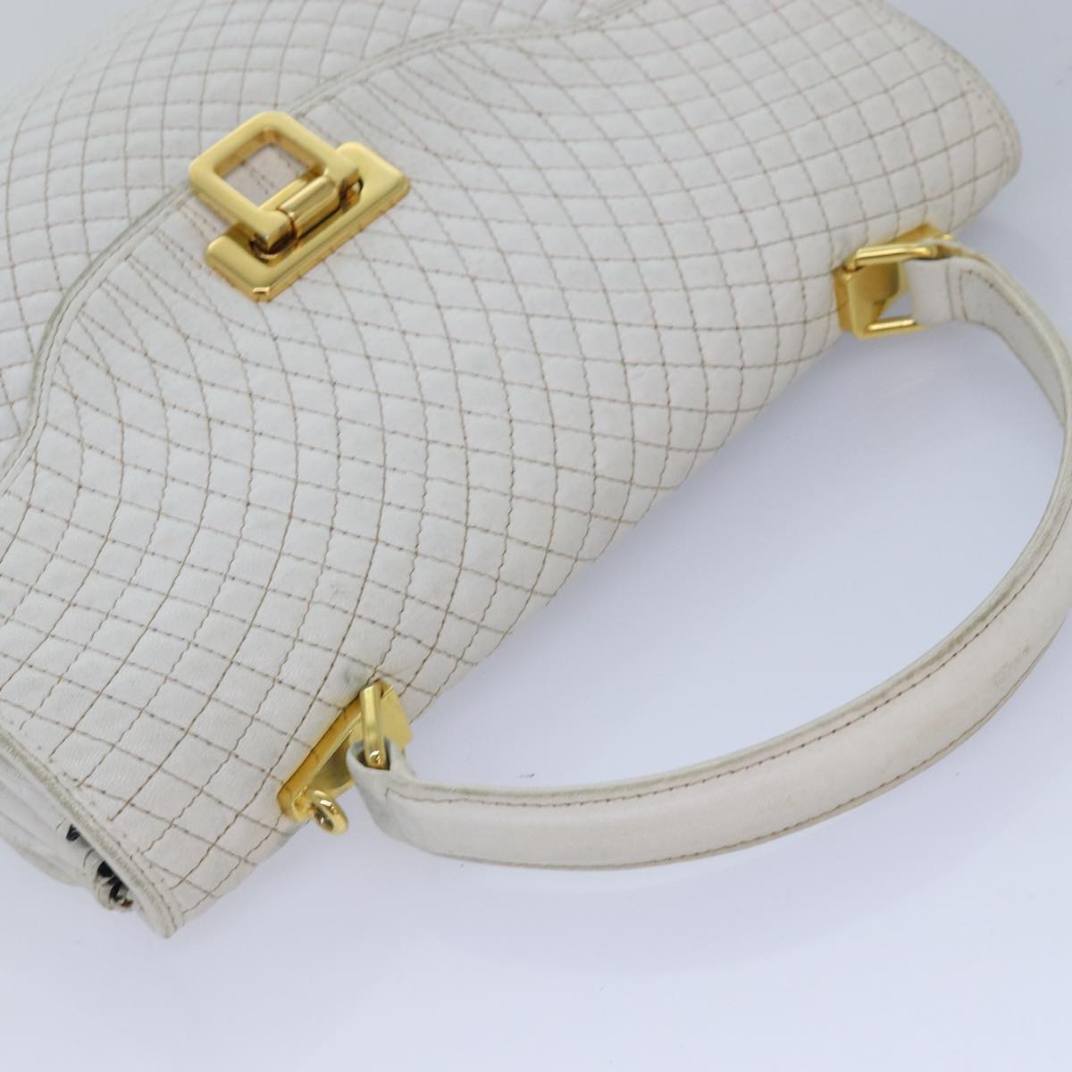 BALLY Hand Bag Leather 2way White Auth bs16118