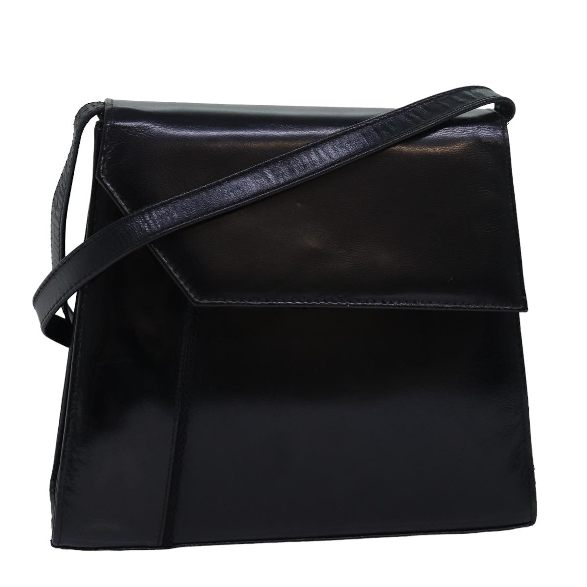 BALLY Shoulder Bag Leather Black Auth bs16130