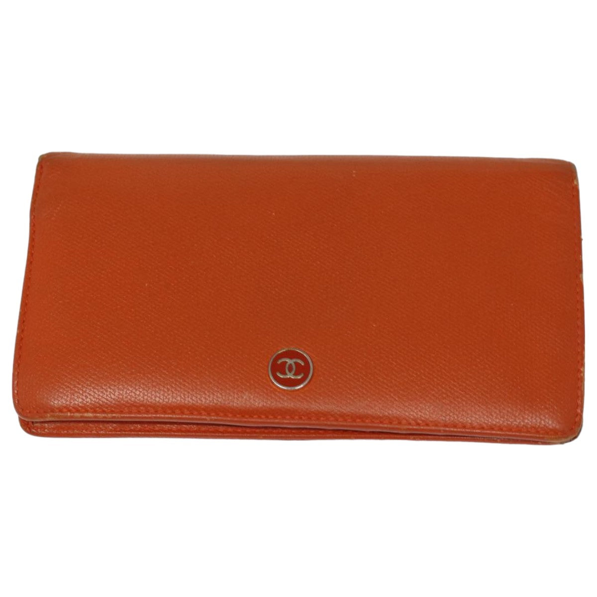 CHANEL COCO Mark Wallet Leather Orange CC Auth bs16185