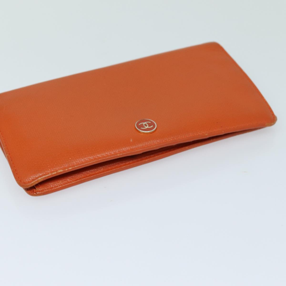 CHANEL COCO Mark Wallet Leather Orange CC Auth bs16185