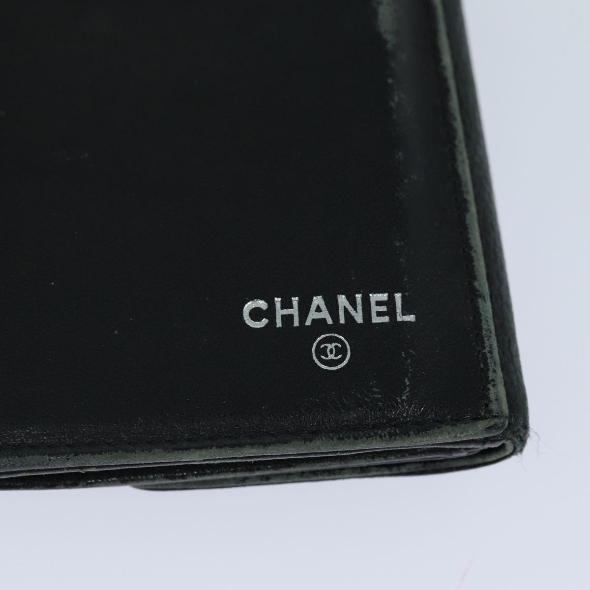 CHANEL COCO Mark Wallet Caviar Skin Black CC Auth bs16186