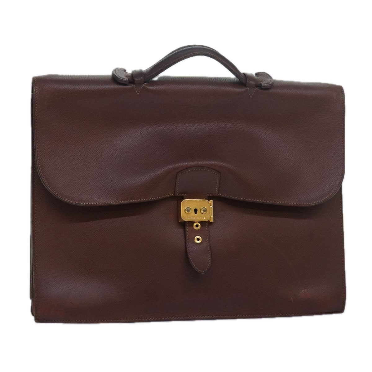 HERMES Sac Adepeche Business Bag Leather Brown Auth bs16195