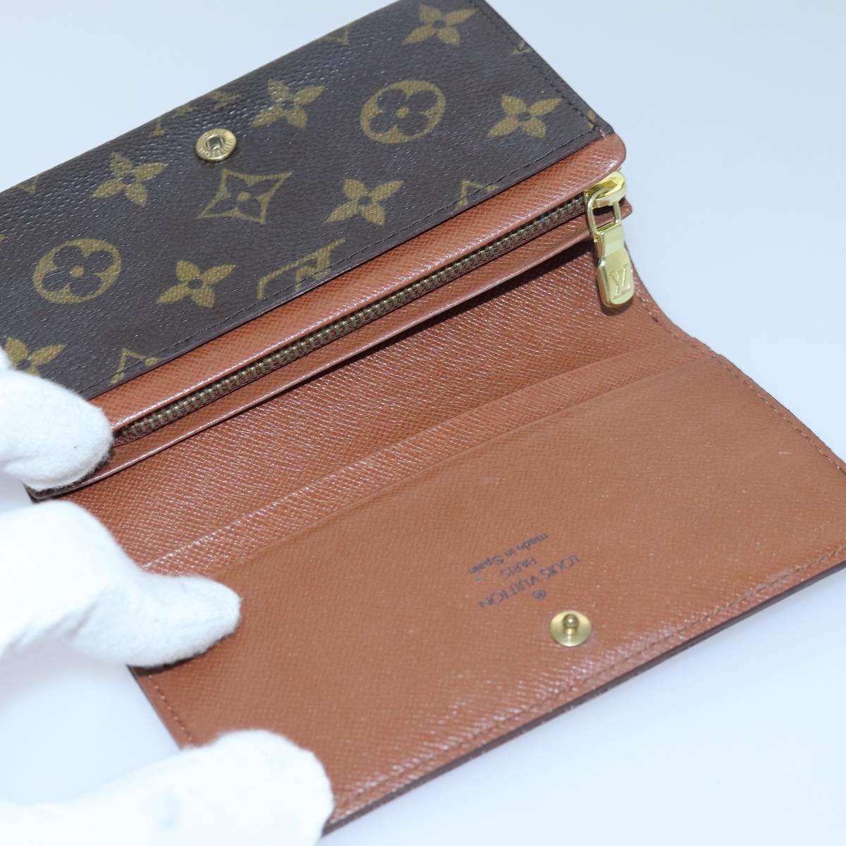 LOUIS VUITTON Monogram Wallet Leather 2Set Black LV Auth bs16202