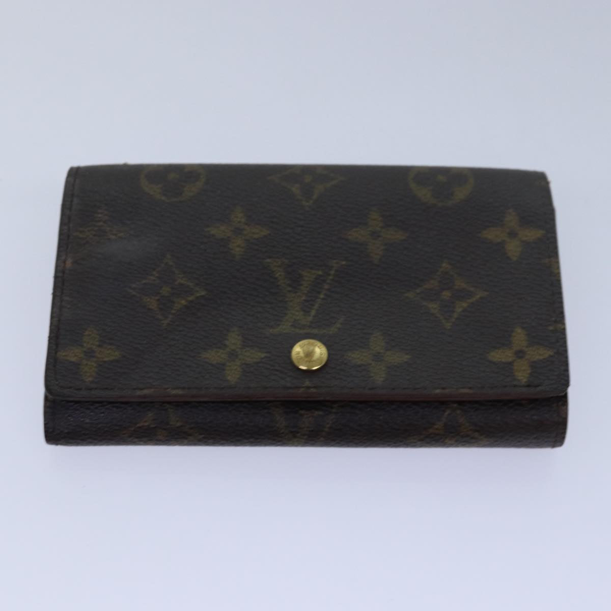 LOUIS VUITTON Monogram Wallet Leather 2Set Black LV Auth bs16202