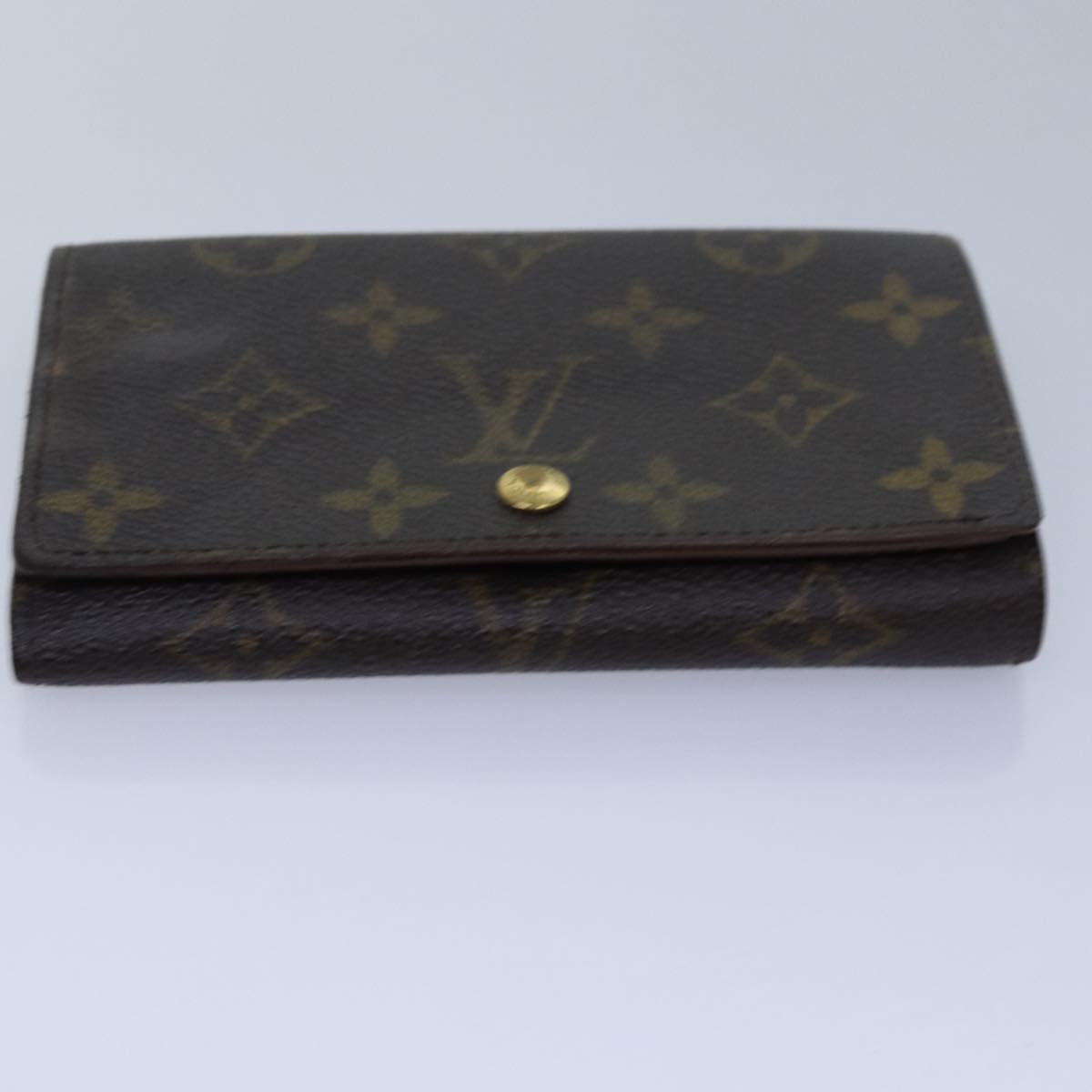 LOUIS VUITTON Monogram Wallet Leather 2Set Black LV Auth bs16202