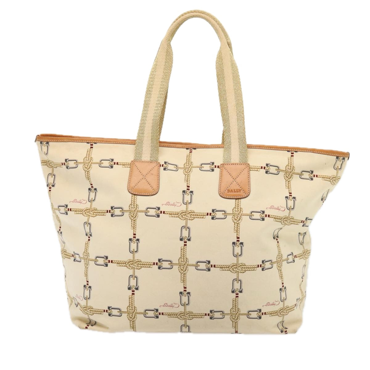 BALLY Tote Bag Canvas White Auth bs16241