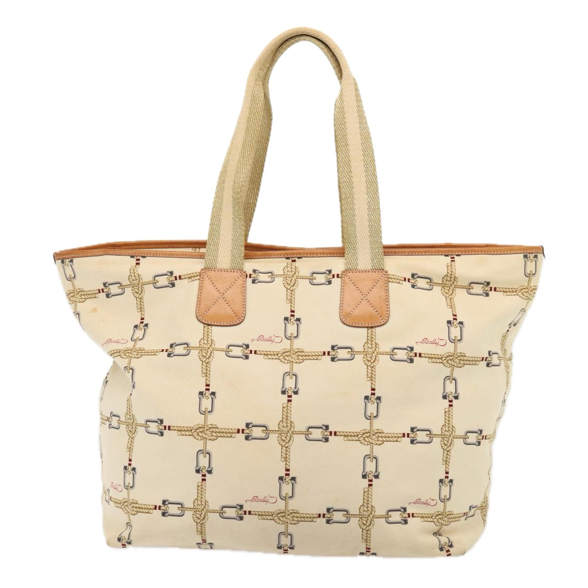 BALLY Tote Bag Canvas White Auth bs16241