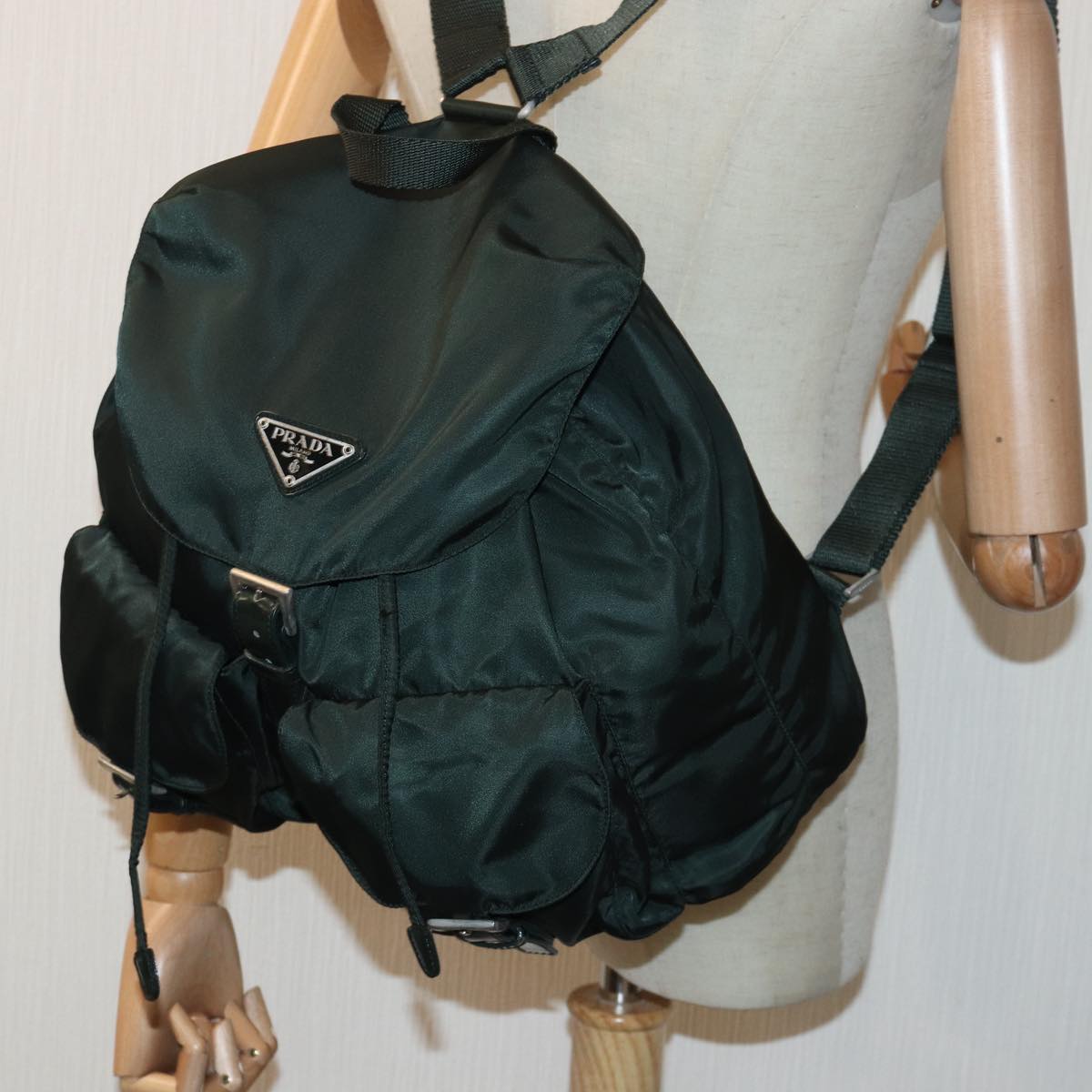 PRADA Backpack Nylon Khaki Auth bs16280