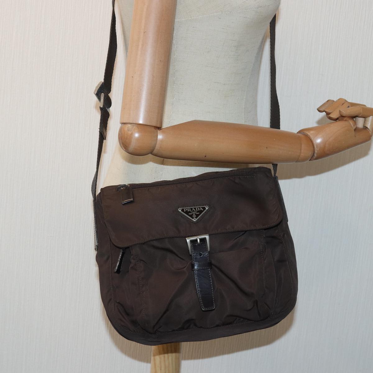 PRADA Backpack Nylon Brown Auth bs16281