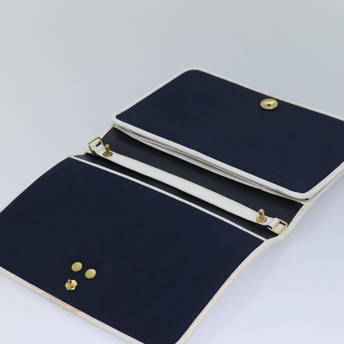 Christian Dior Shoulder Bag Leather White Auth bs16301