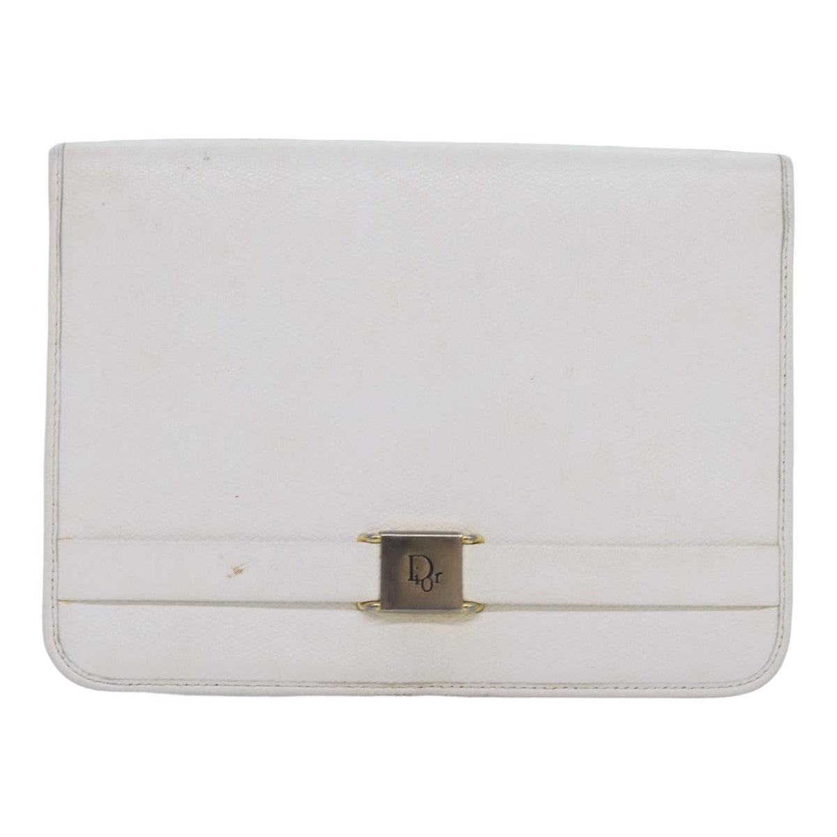 Christian Dior Shoulder Bag Leather White Auth bs16301
