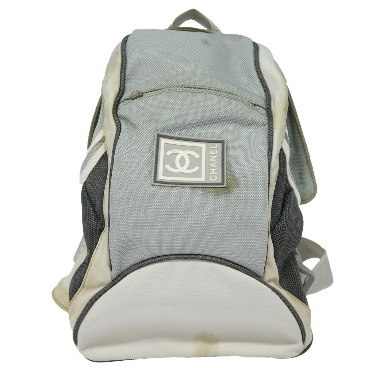 CHANEL Sports Backpack Nylon Gray CC Auth bs16319