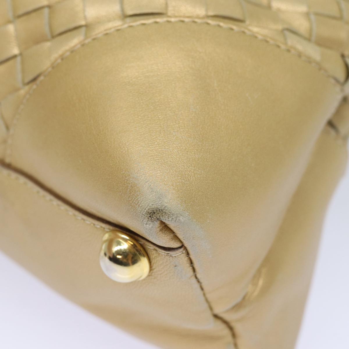 BOTTEGA VENETA INTRECCIATO Hand Bag Leather 2way Gold Tone Auth bs16336