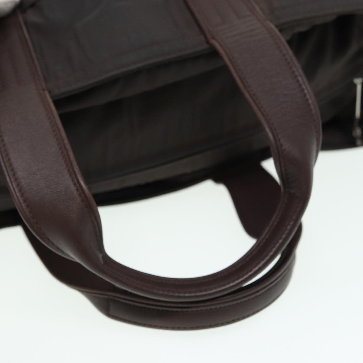 HERMES Acape Luco MM Hand Bag Nylon Brown Auth bs16360