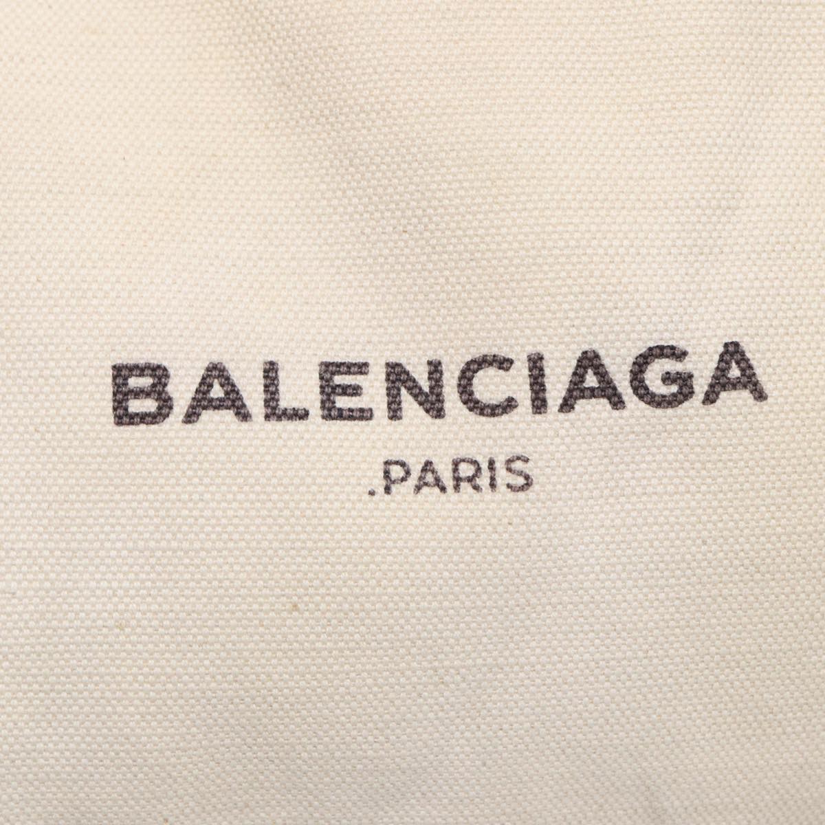 BALENCIAGA Navy kabas S Hand Bag Canvas Beige 339933 Auth bs16366