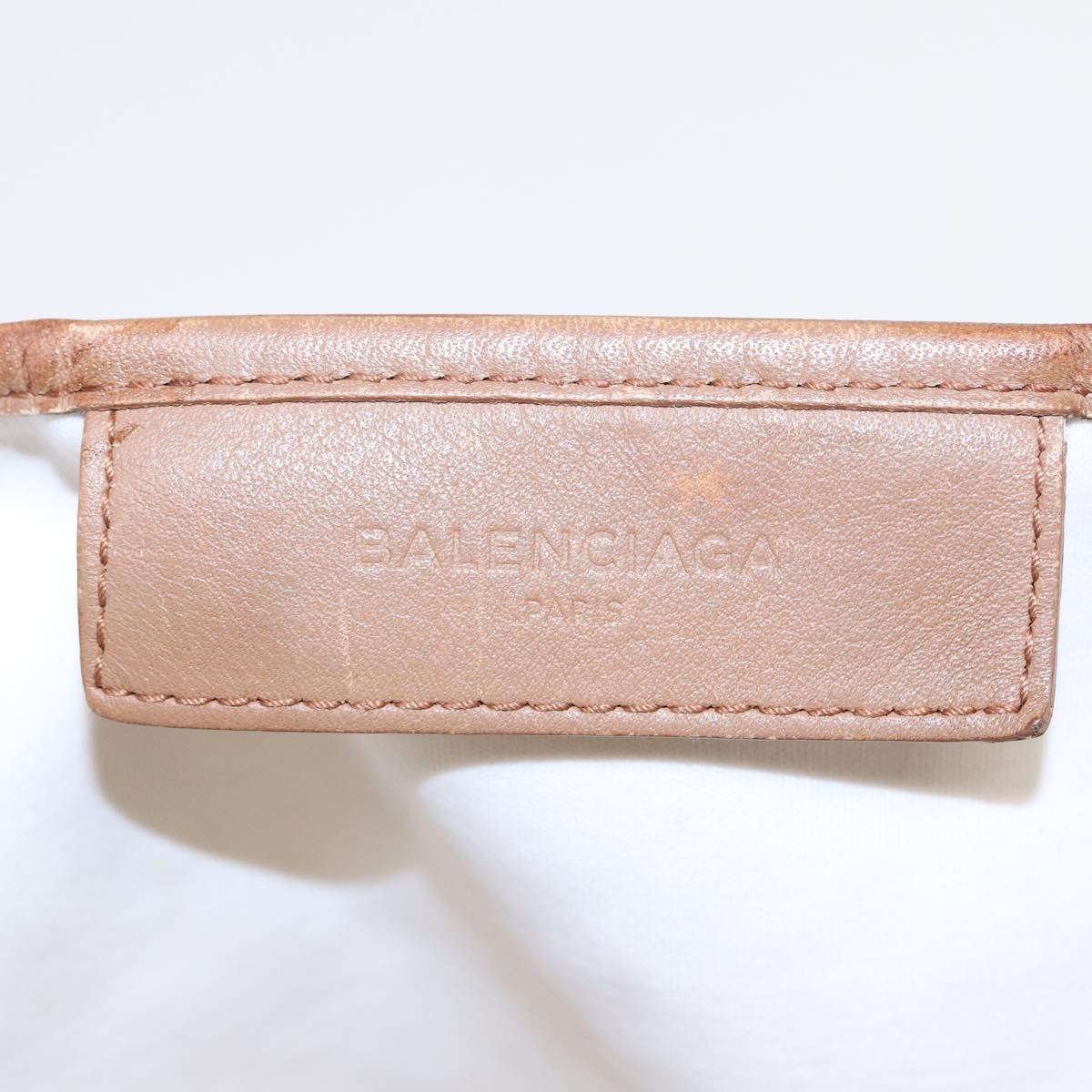 BALENCIAGA Navy kabas S Hand Bag Canvas Beige 339933 Auth bs16366