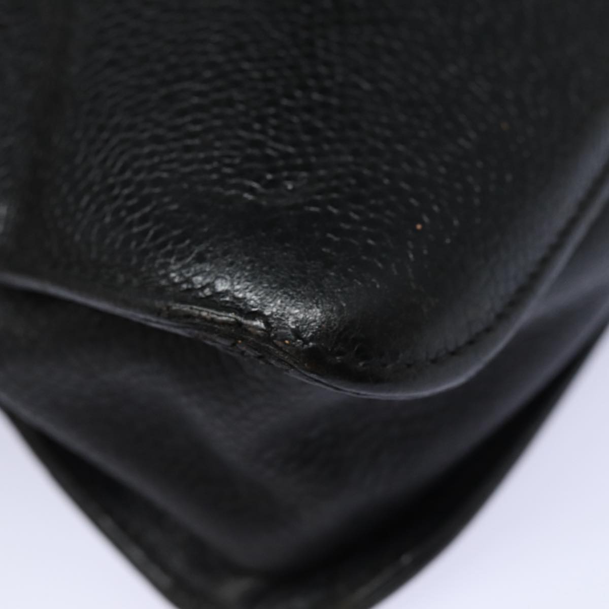 CHANEL Hand Bag Calf Skin Black CC Auth bs16380