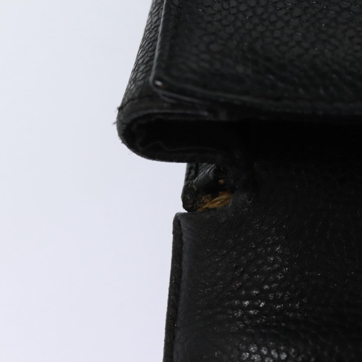 CHANEL Hand Bag Calf Skin Black CC Auth bs16380