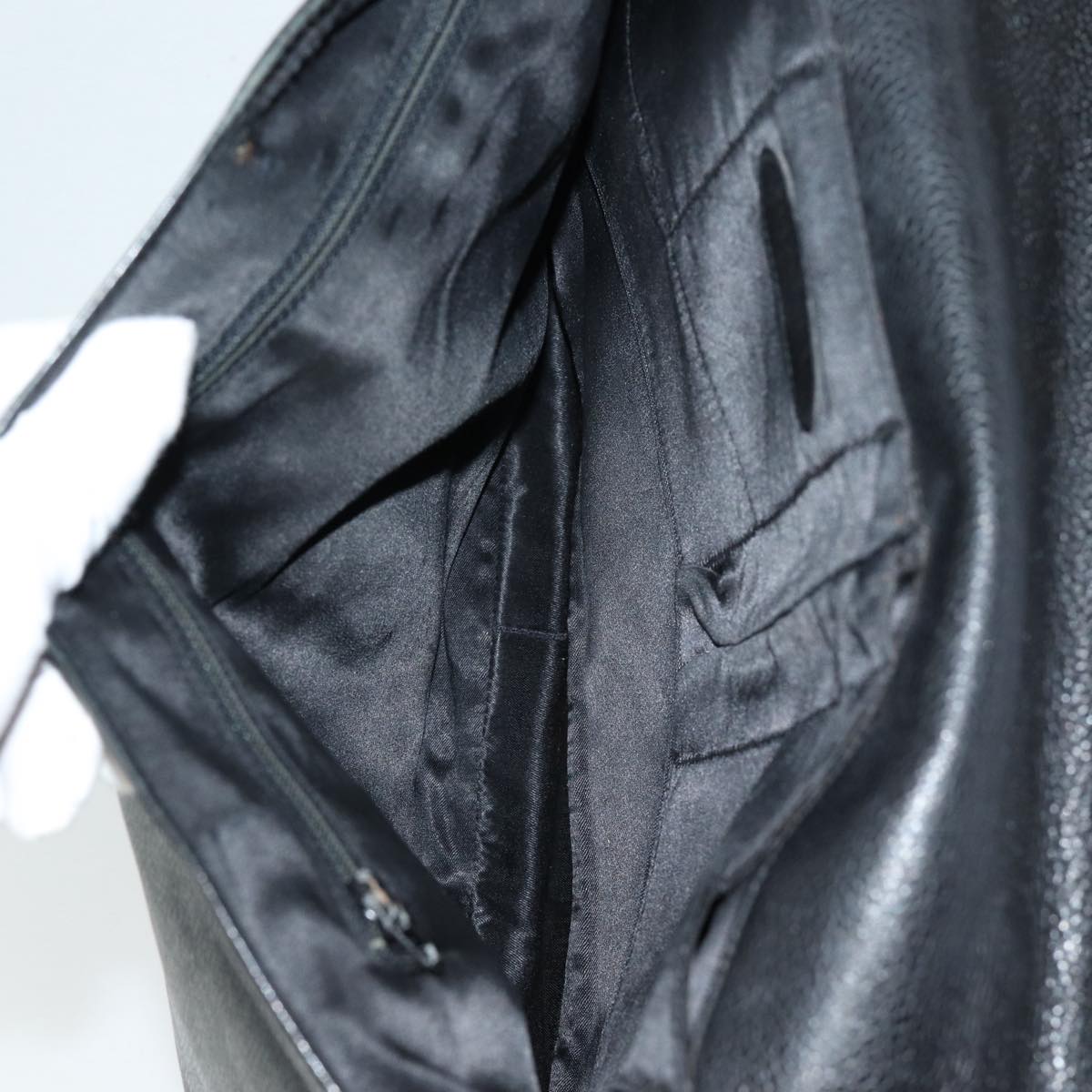 CHANEL Hand Bag Calf Skin Black CC Auth bs16380