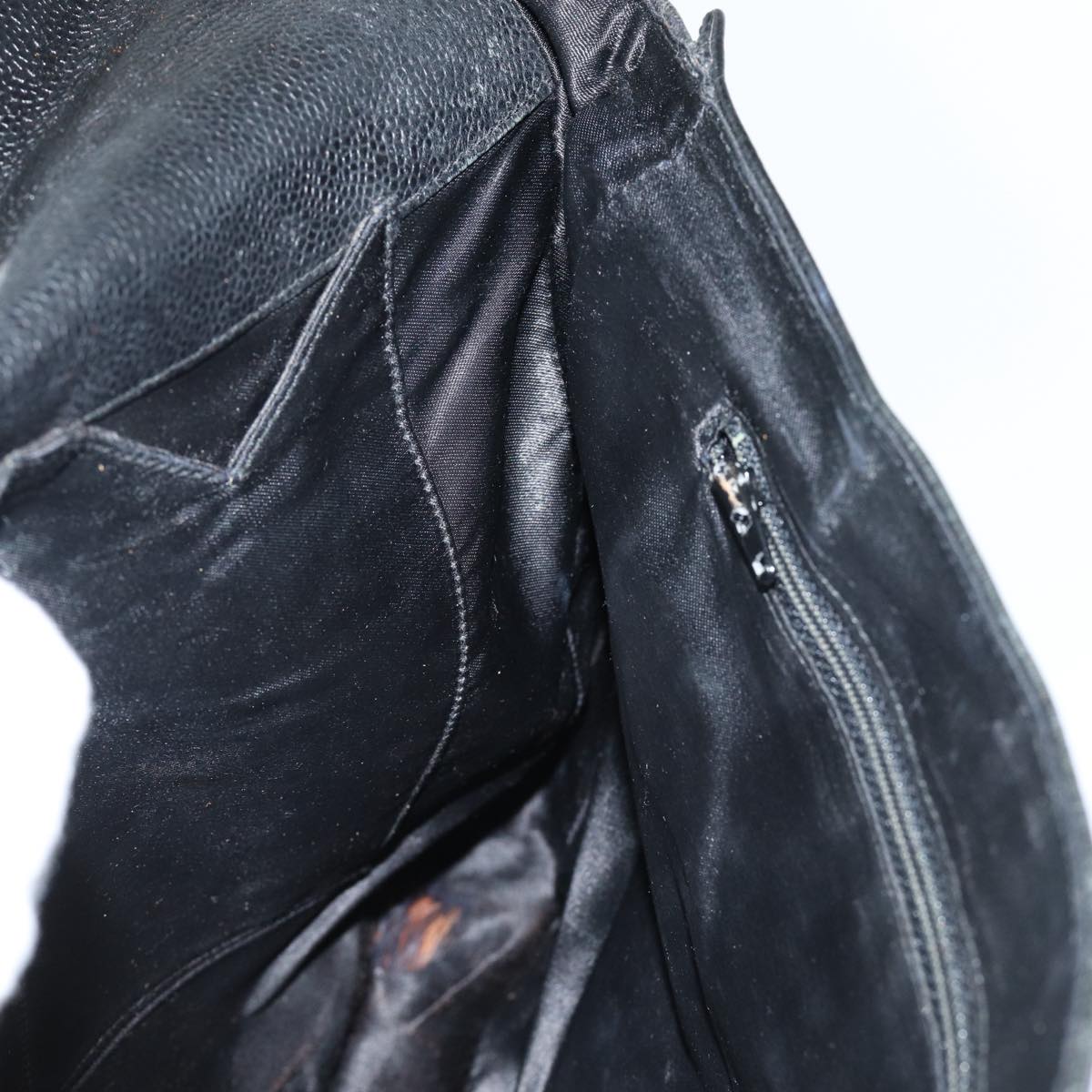 CHANEL Hand Bag Calf Skin Black CC Auth bs16380