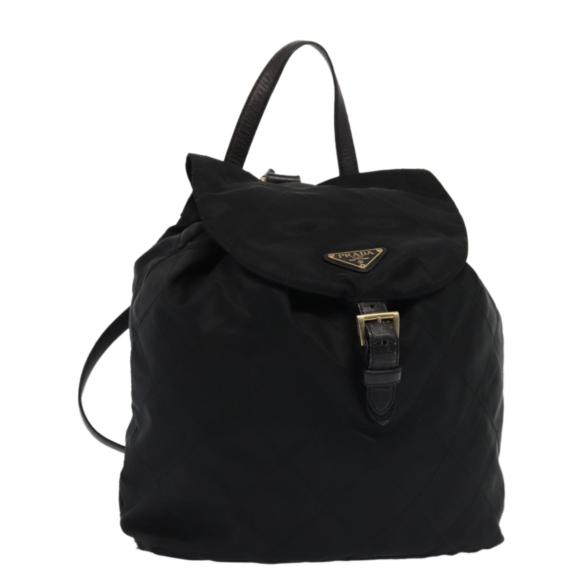 PRADA Quilted Backpack Nylon Black Auth bs16383