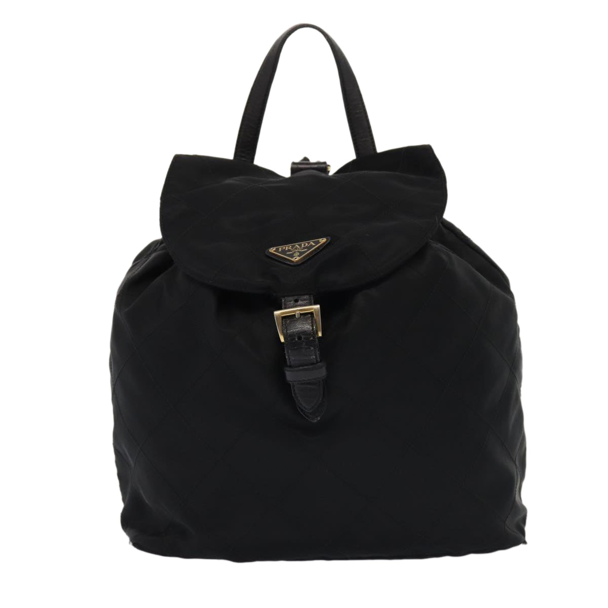 PRADA Quilted Backpack Nylon Black Auth bs16383