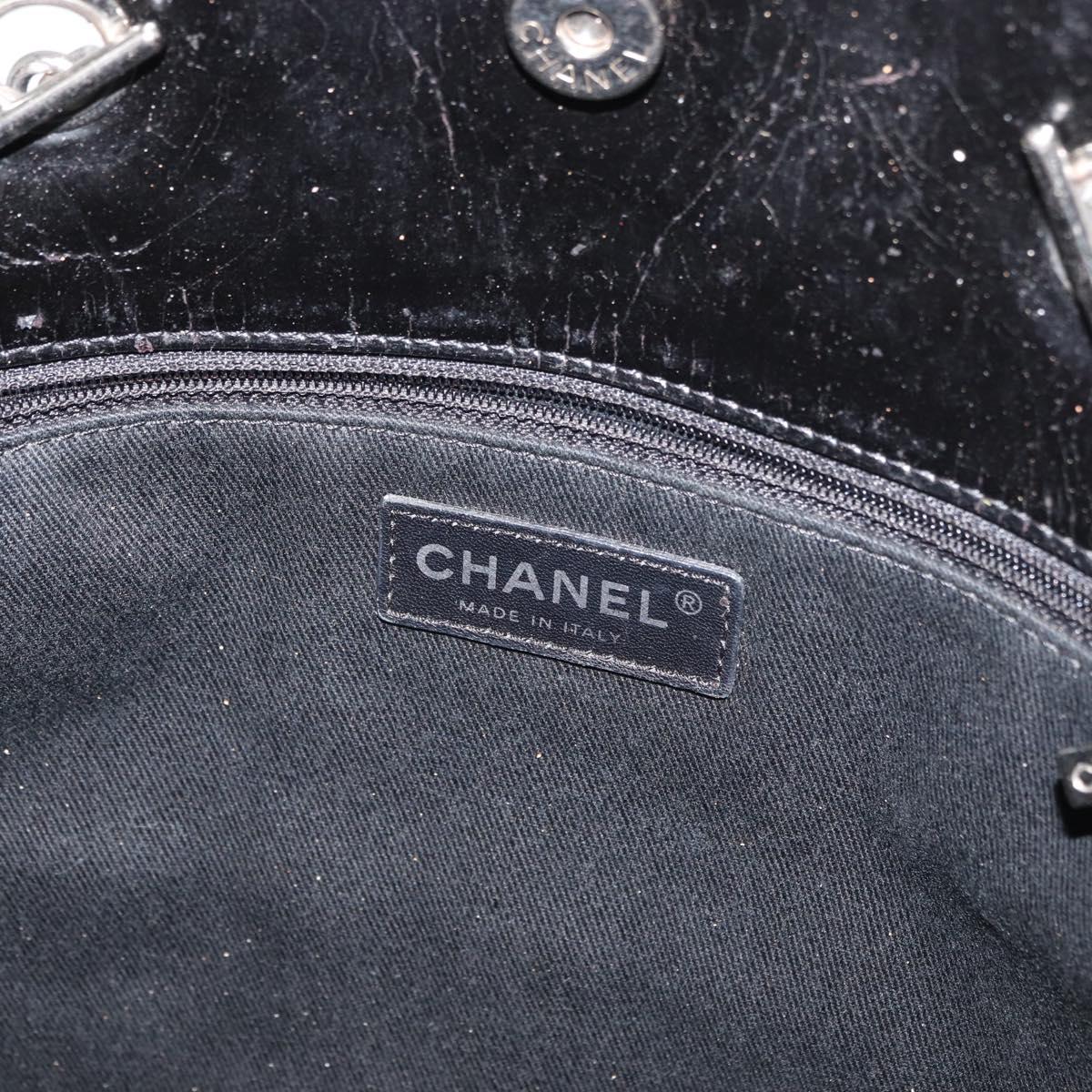 CHANEL Matelasse Chain Tote Bag Leather Black CC Auth bs16447