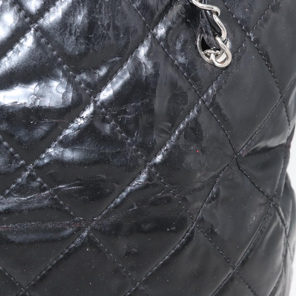CHANEL Matelasse Chain Tote Bag Leather Black CC Auth bs16447