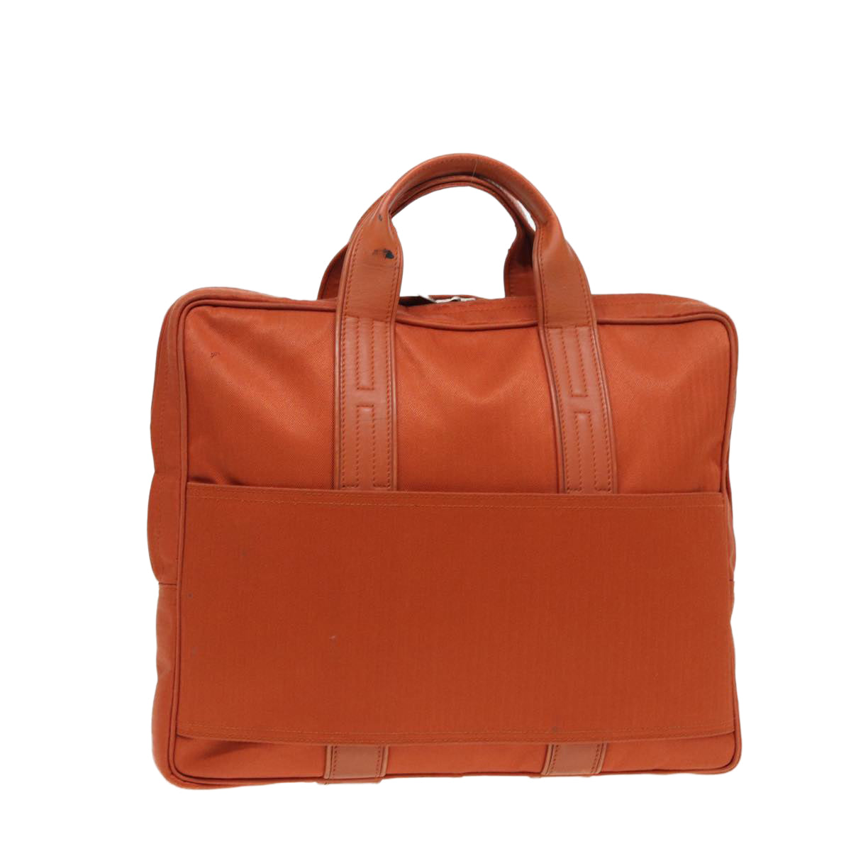 HERMES Acapulco Odinatur Hand Bag Canvas Leather Orange Auth bs16494