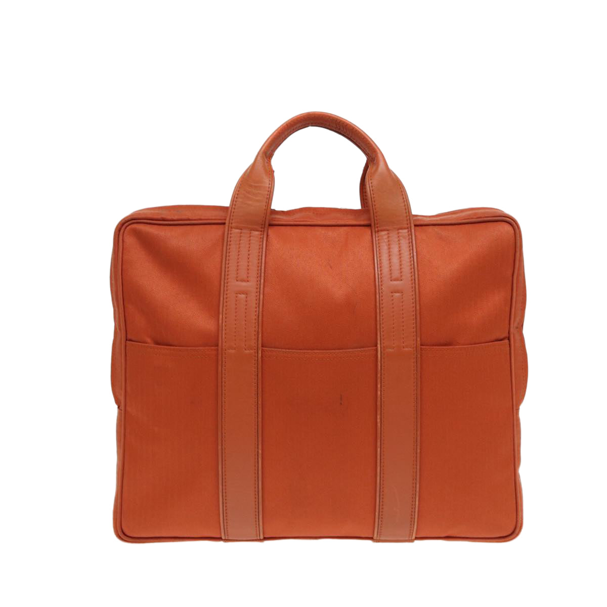 HERMES Acapulco Odinatur Hand Bag Canvas Leather Orange Auth bs16494