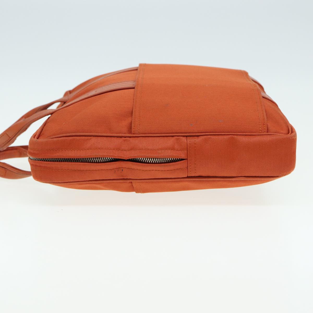 HERMES Acapulco Odinatur Hand Bag Canvas Leather Orange Auth bs16494