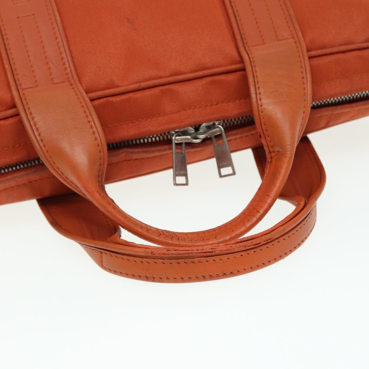 HERMES Acapulco Odinatur Hand Bag Canvas Leather Orange Auth bs16494