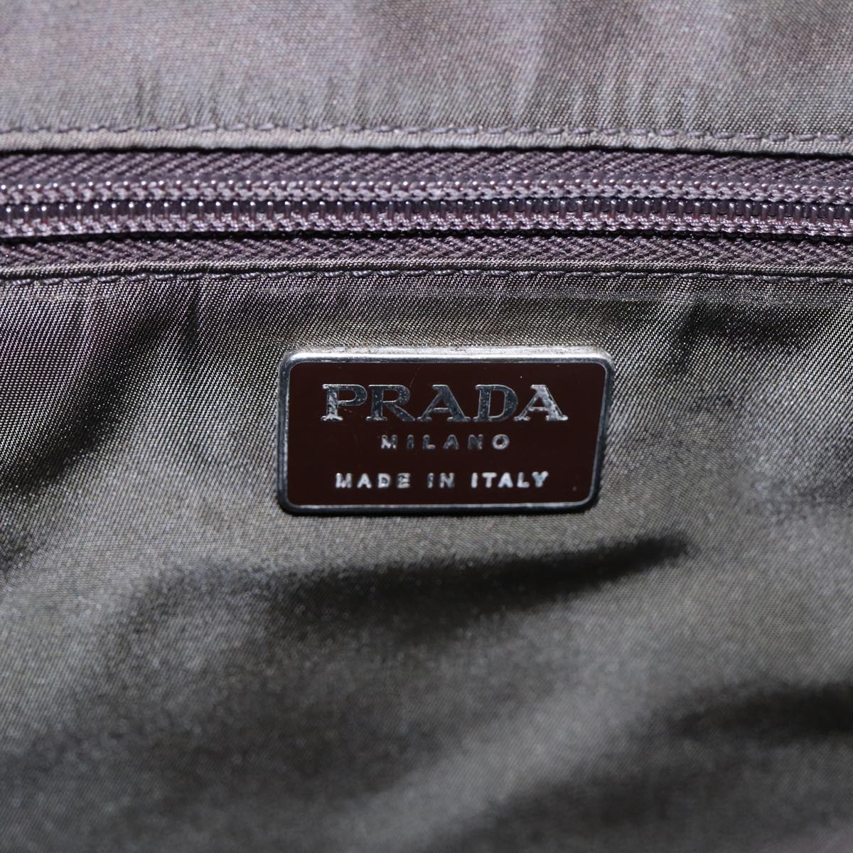PRADA Business Bag Nylon Khaki Silver Auth bs16524