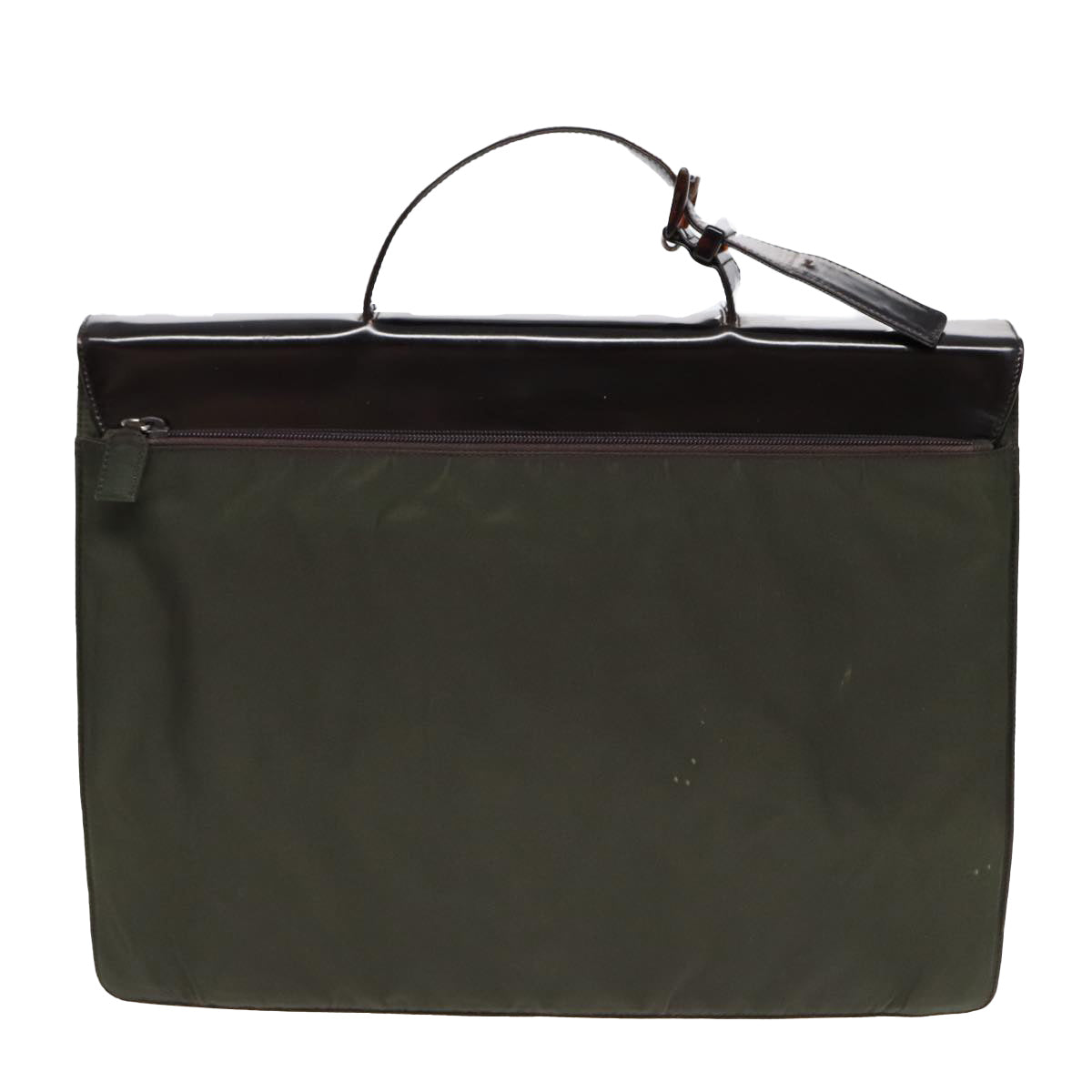 PRADA Business Bag Nylon Khaki Silver Auth bs16524