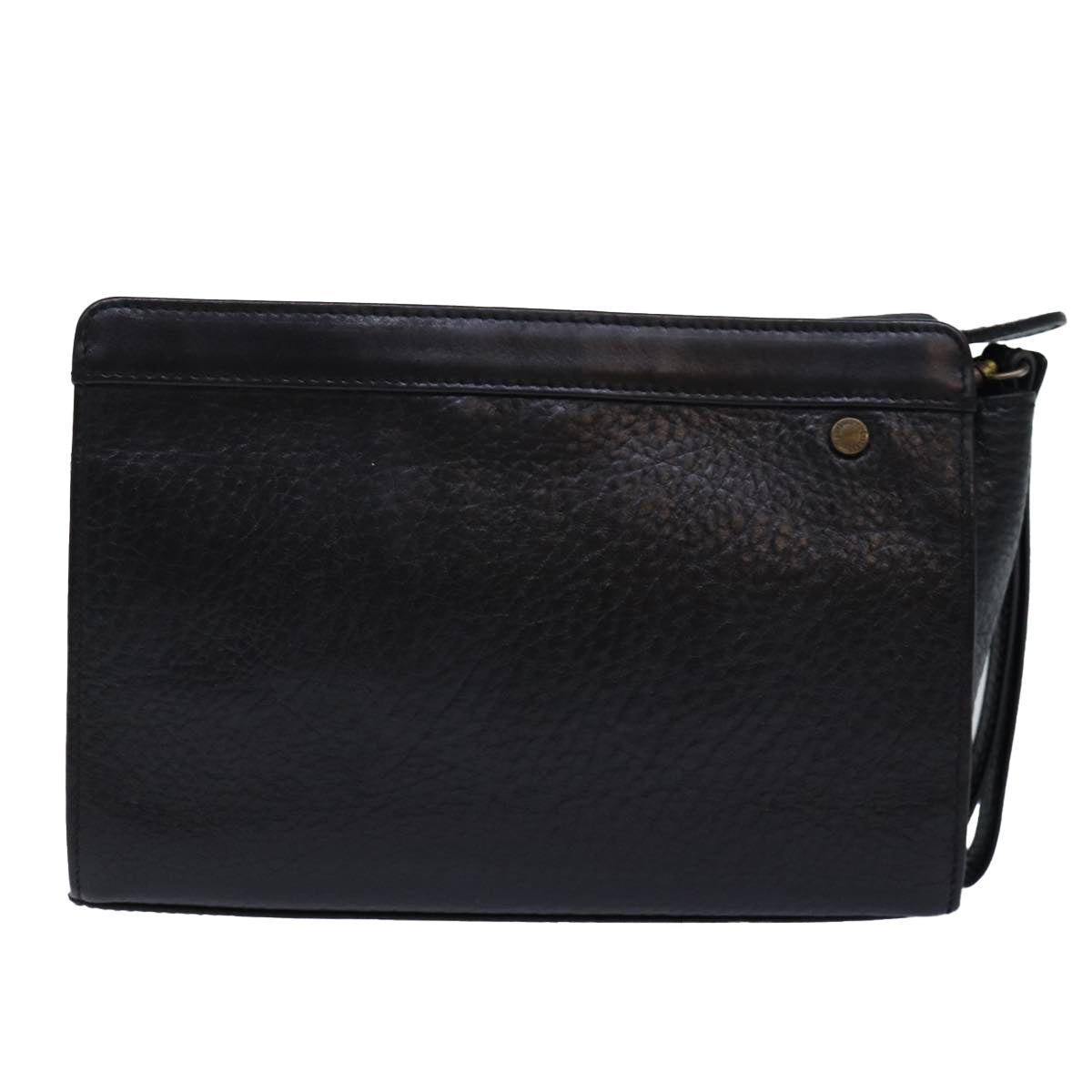 Burberrys Clutch Bag Leather Black Gold Auth bs16534