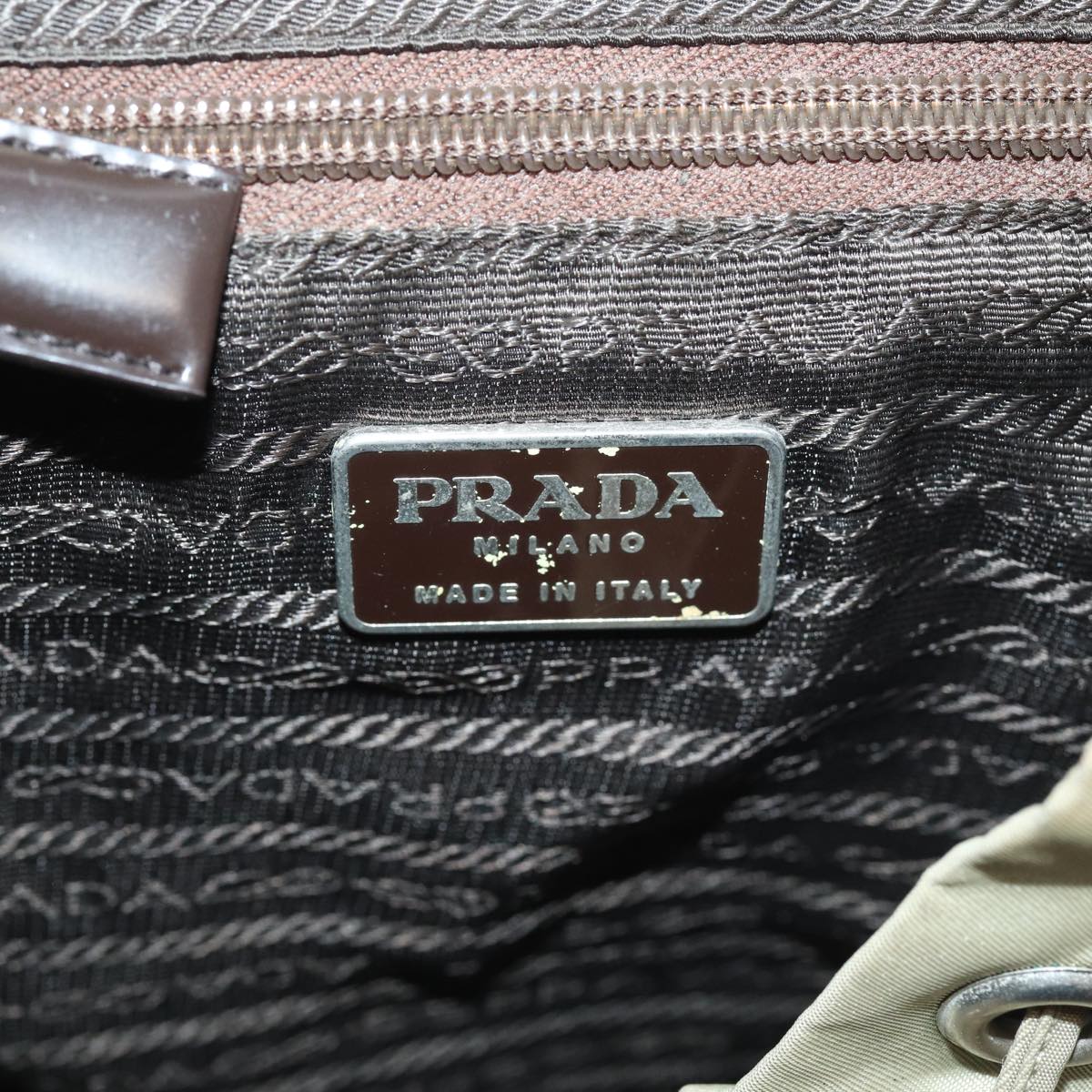 PRADA Backpack Nylon Beige Silver Auth bs16539