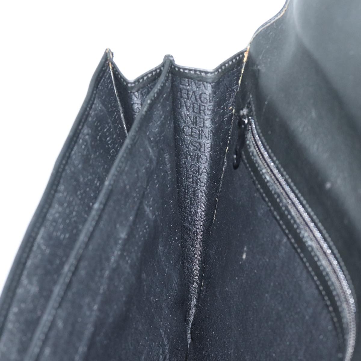 Gianni Versace Document Case Business Bag Leather Black Gold Auth bs16564