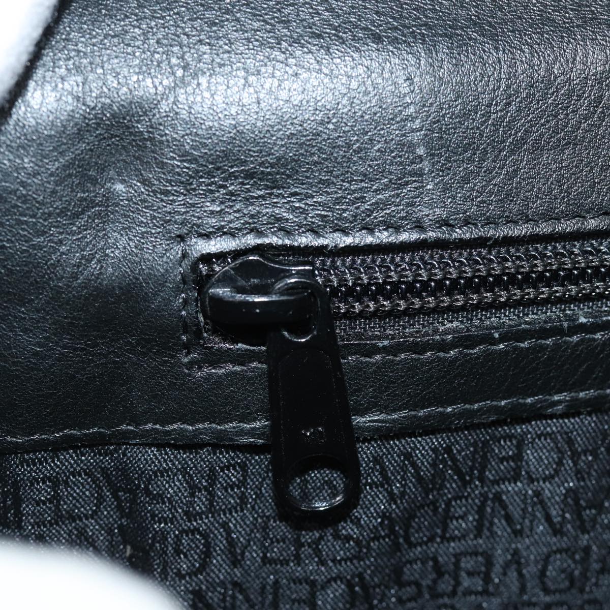 Gianni Versace Document Case Business Bag Leather Black Gold Auth bs16564