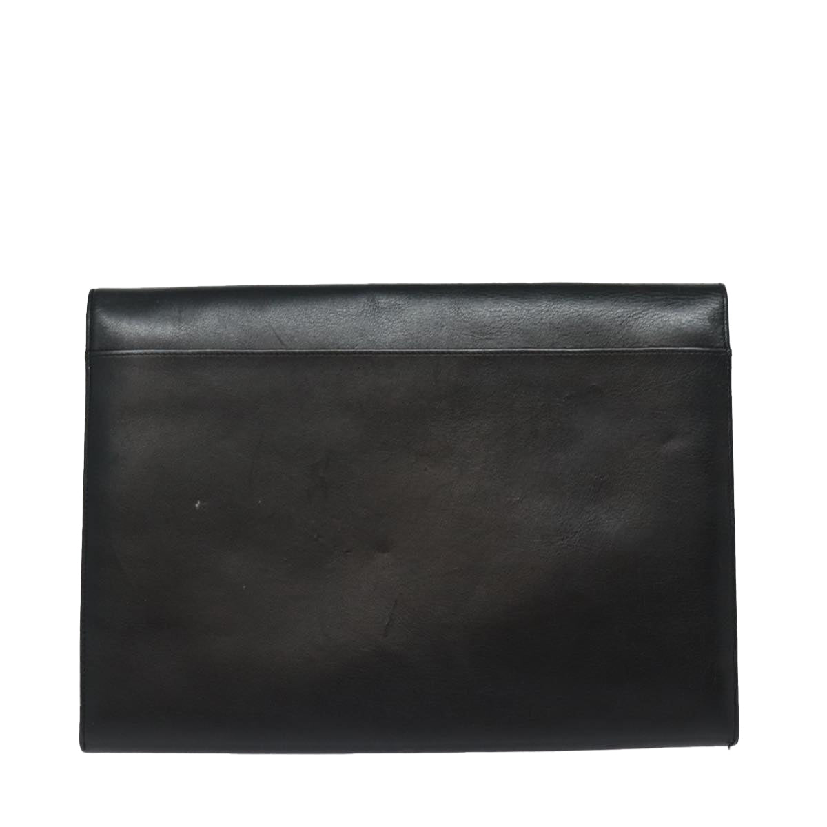 Gianni Versace Document Case Business Bag Leather Black Gold Auth bs16564