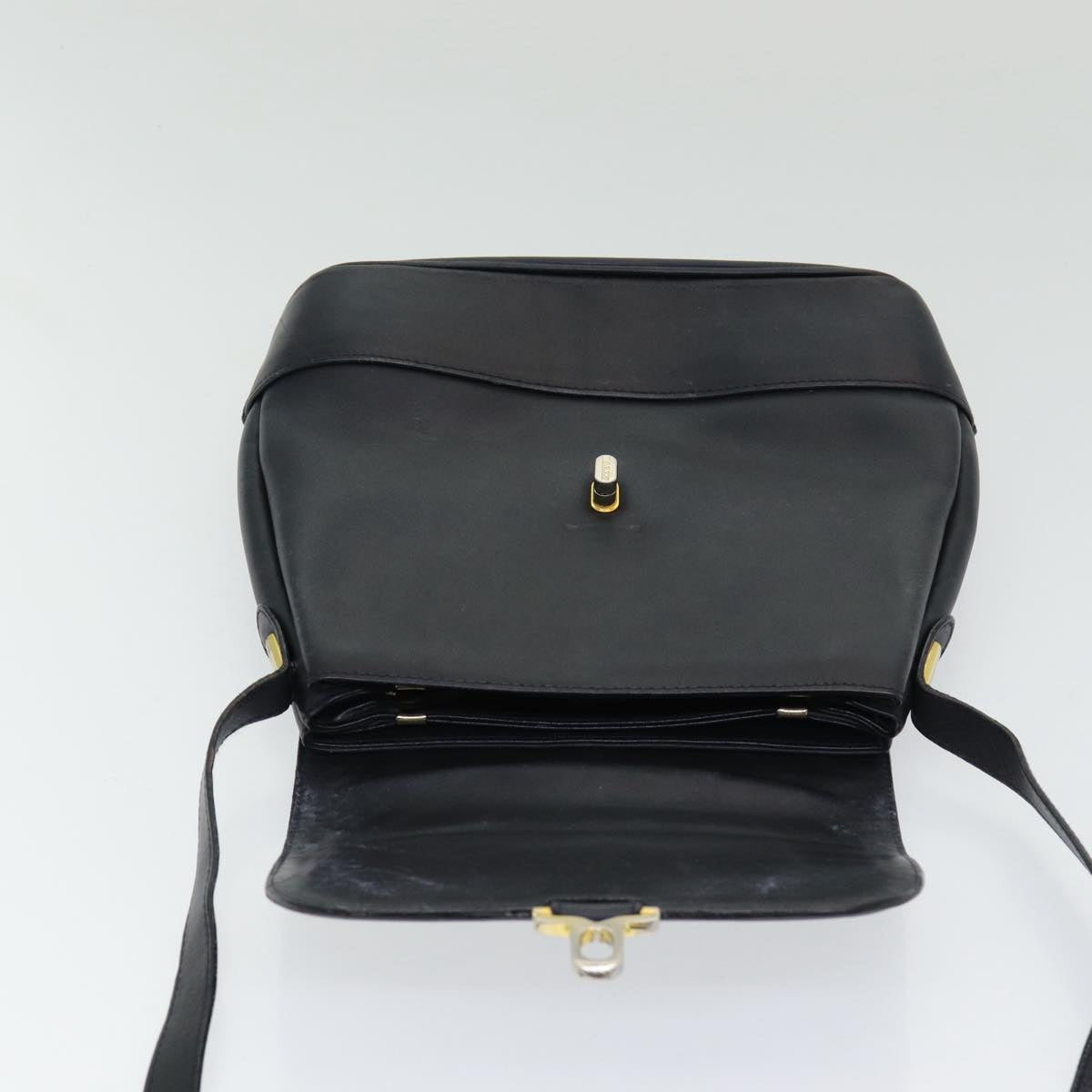 BALLY Shoulder Bag Leather Black Auth bs16610